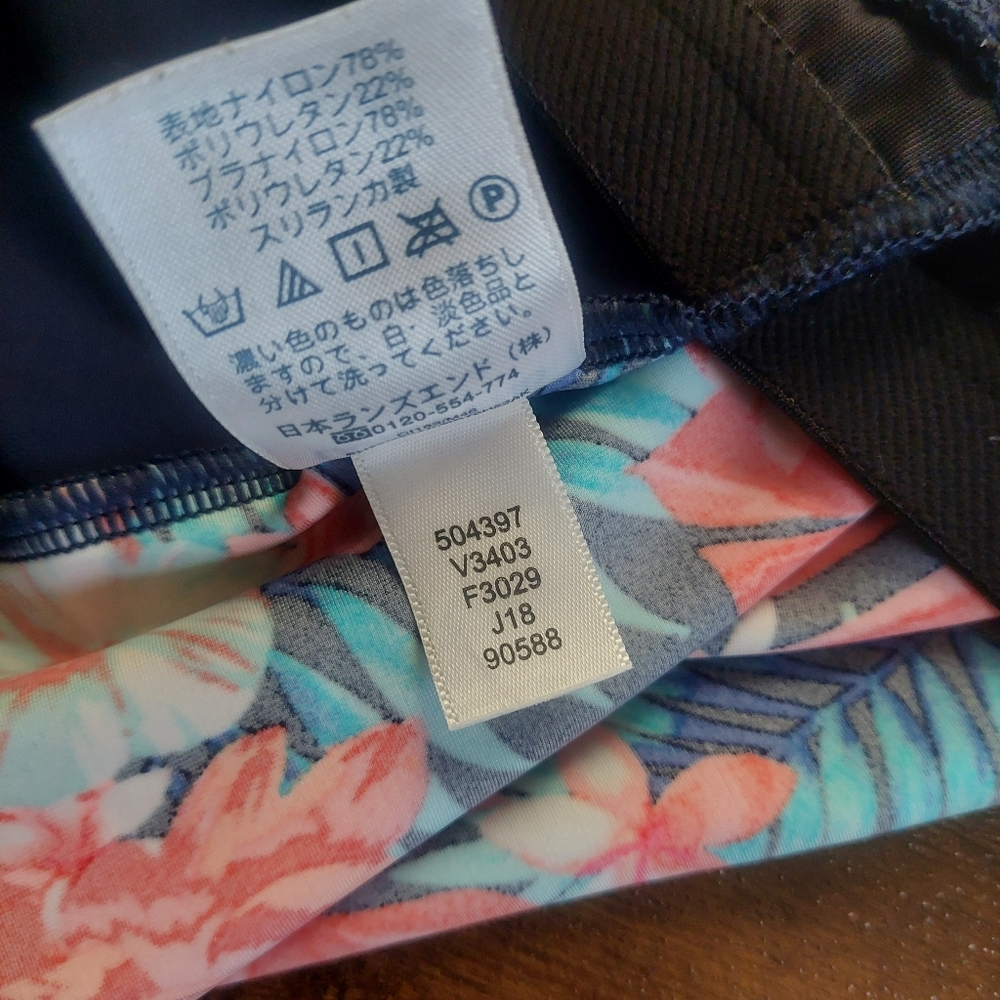 Lands' End Racerback Tankini Top Navy Orange Tropical Floral Size 6D - Picture 8 of 8